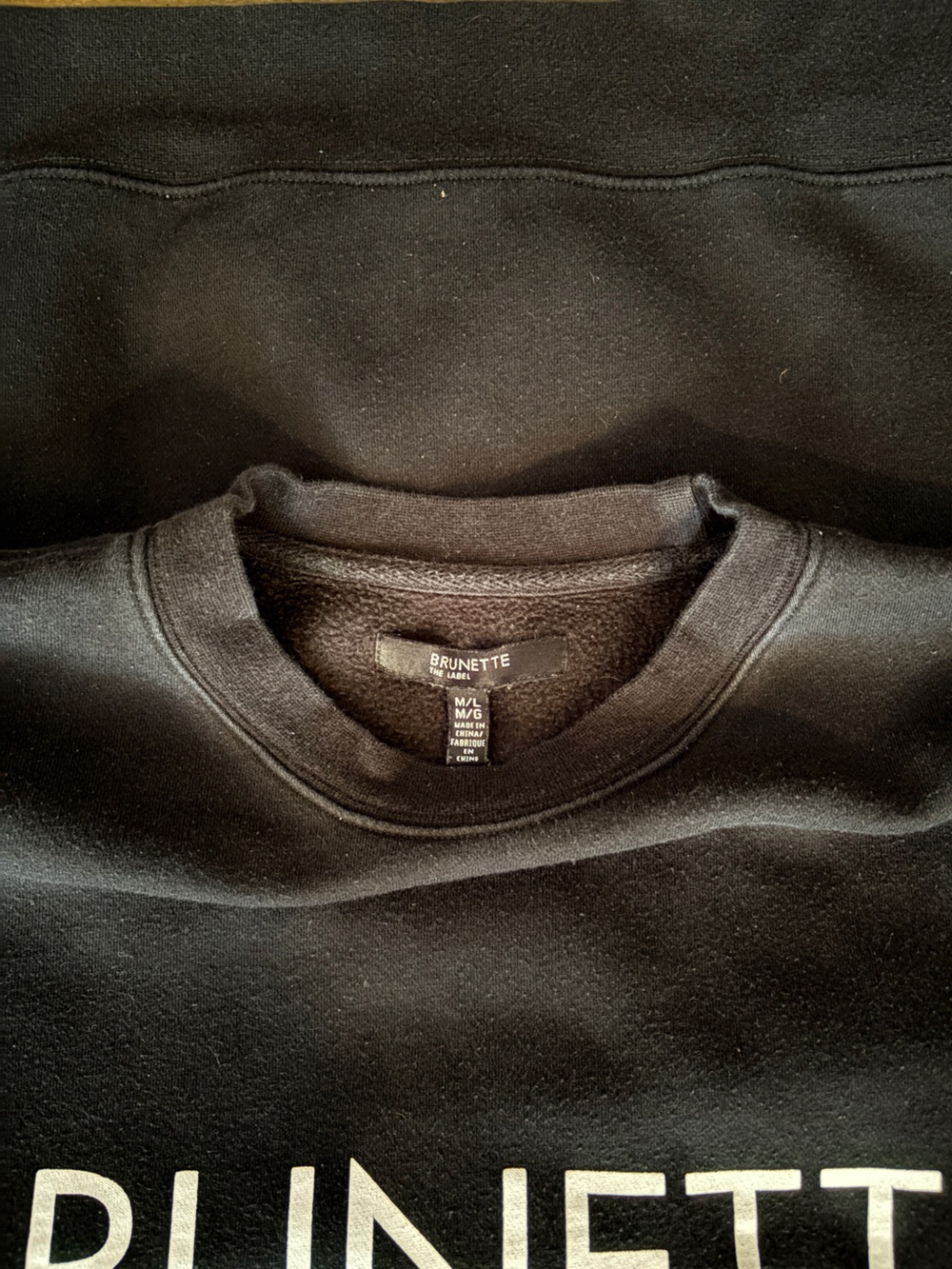 Brunette The Label “BRUNETTE” Crewneck Sweatshirt | Black | M/L - Picture 7 of 7